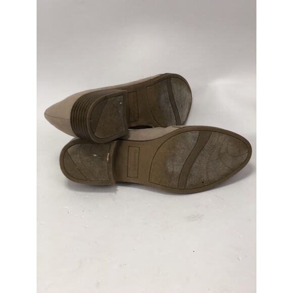 American Eagle Zip Bootie Women 7 Taupe Faux Suede Low Heel Side Zipper Casual - Picture 7 of 8